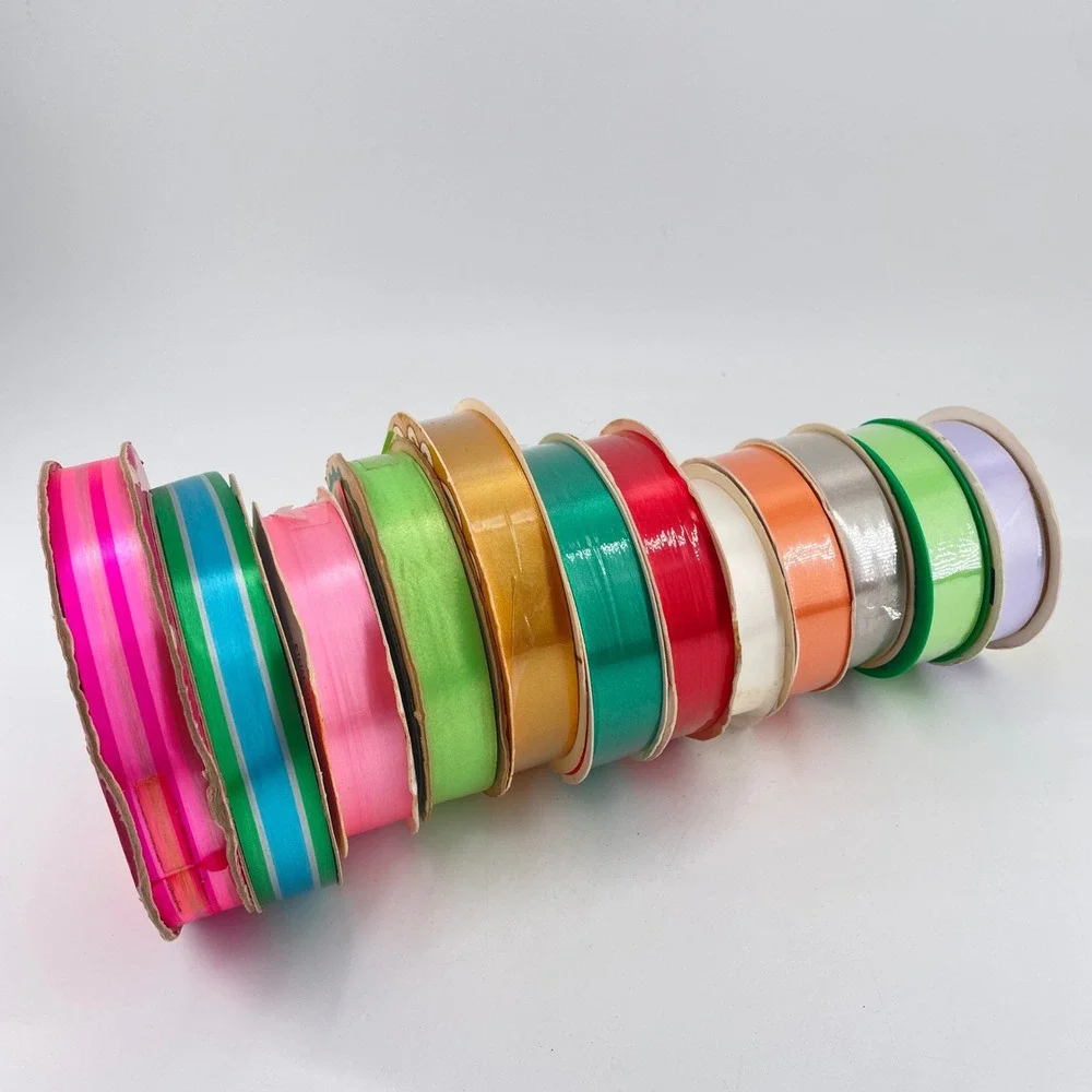 Vintage Quality All Occasion Ribbon Lot of 12 Multi Colors Widths Craft Supply